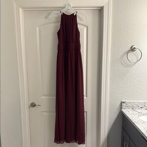 David's Bridal Sleeveless High-Neck Dress - Wine